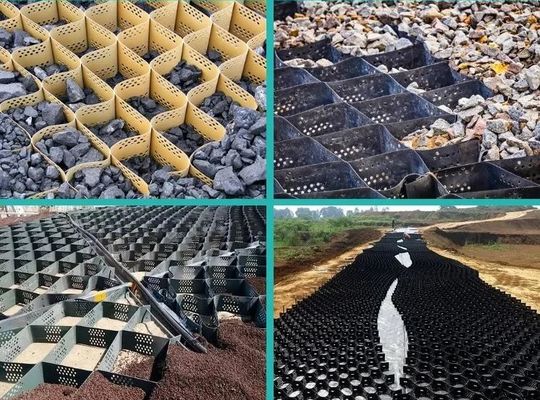 HDPE Geocell ถนนรถยนต์ กรวย Grid Geocell สําหรับดิน Stabilization ผนังยึด