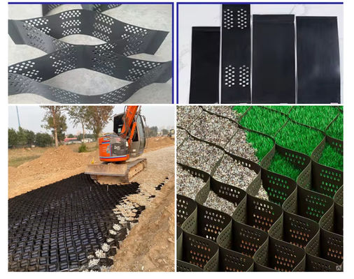 Sandy Yellow Black High Tensile Honeycomb Geocell 100-445mm Raw Material Hdpe Geo Cell For Railway