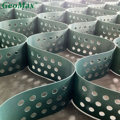 สีเขียว สีดํา HDPE Geocell 200mm ความสูง 445mm พื้นที่ปั่นสําหรับสนามบิน สะพานทางรถไฟ สายพานสนับสนุน