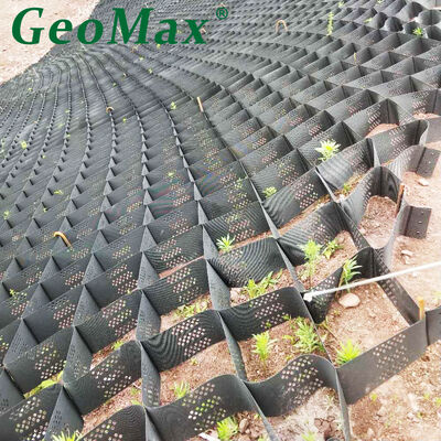 Black HDPE Geocell Textured Perforated Grid For Slope Protection