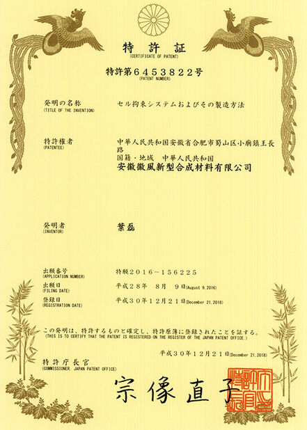 China Anhui Huifeng New Synthetic Materials Co., Ltd. certification
